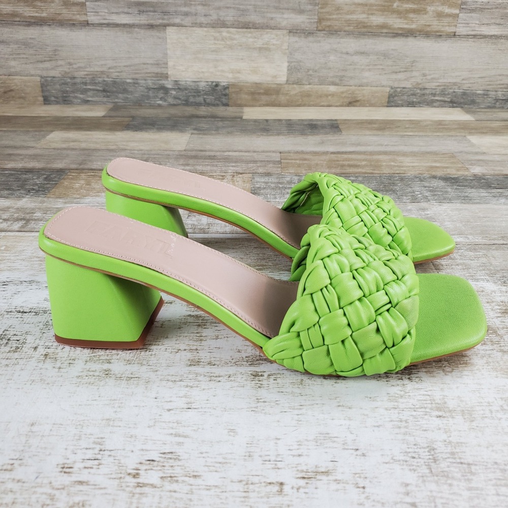 Faryl by Farylrobin Pippa Womens Sandal Sz 13 Neon Green Leather Block Heel